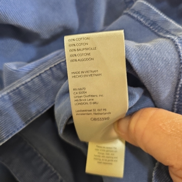 We The Free People Baby Cord Buttondown Shirt Electric Indigo Oversized Large - Picture 9 of 9